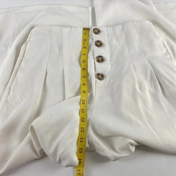 White contemporary high waist button fly wide pull on leg pants sz Extra large - Picture 6 of 17